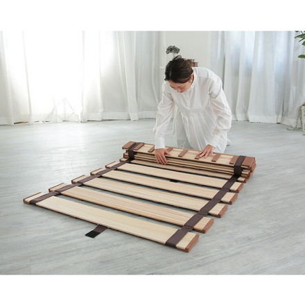 天然木 桐製 ロール式すのこベッド セミダブル 幅120 軽量 ロールタイプ 折りたたみベッド 薄型 すのこベッド