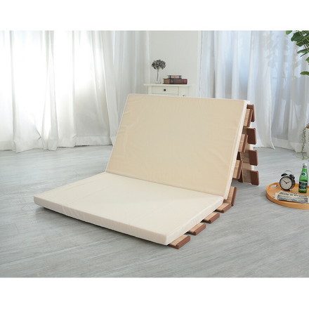 天然木 桐製 3つ折りすのこベッド ダブル 幅140 軽量 折りたたみベッド 薄型 すのこベッド 3つ折れ式