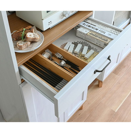 リビストレンジラックRV180-60RB WH/GN ホワイト×グレーナチュラル 幅58cm レンジラック 食器棚