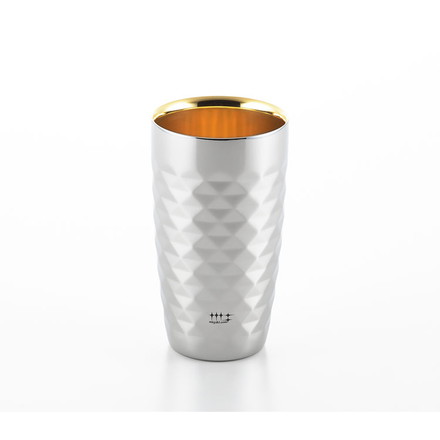 磨き屋シンジケート 2重ビアタンブラー370ml ダイアモンドカット 内面金メッキ仕上げ 日本製 ステンレス製 ギフト 誕生日 父の日 お祝い ビール ヨシカワ 燕三条 Yoshikawa