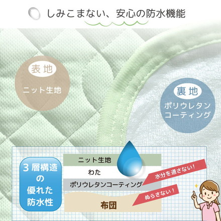 防水敷きパッド シングル 100×205cm 無地 介護ヘルパーお勧め ニット地 介護用 お子さまに ペットに