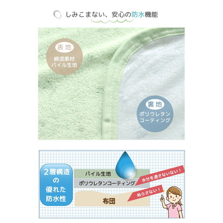 防水シーツ ワイドキング パイル生地 100×205cm 無地 介護ヘルパーお勧め パイル地 介護用 お子さま ペット