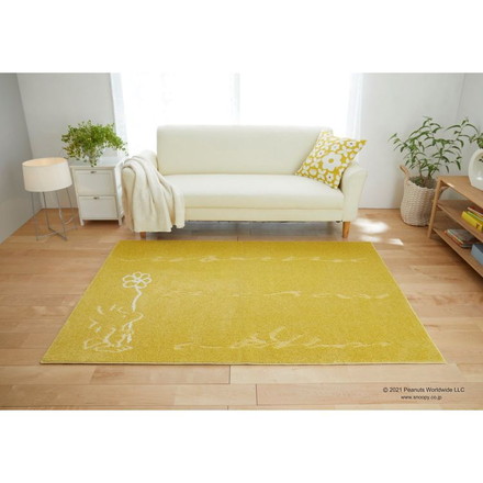 PEANUTS ラグ 130×185cm ターフラグ スヌーピー SNOOPY ピーナッツ 防ダニ 床暖房 ホットカーペット対応