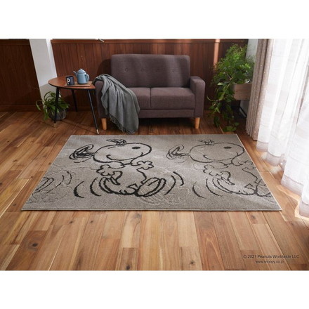 PEANUTS ラグ 130×185cm サパータイムラグ スヌーピー SNOOPY ピーナッツ 防ダニ 床暖房
