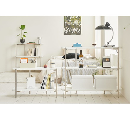 roomnhome ステンレス オープンラック ステンレス バルトステンシェルフ 収納 幅80cm 2段 棚 ミッドセンチュリー デザインラック ホワイト