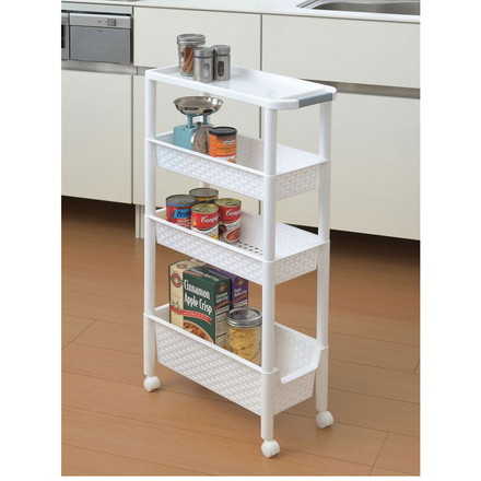 幅21cm 隙間収納 スリムワゴンラック4段 キッチン 倉庫 ランドリー 洗面 洗面所 すき間 収納 移動