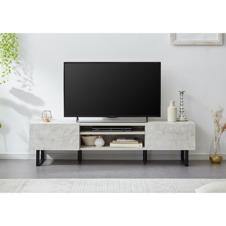 テレビボード ストーン調 幅150cm フラップ扉2杯テレビ台 150 ローボード ロータイプ TVボード TV台 ストーンホワイト
