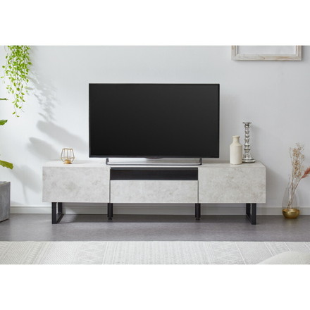 テレビボード ストーン調 幅150cm ガラス窓 フラップ扉2杯テレビ台 150 ローボード ロータイプ TVボード ストーンホワイト