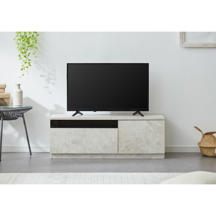 テレビボード ストーン調 幅100cm ガラス窓 引き出し付き テレビ台 100 ローボード ロータイプ TVボード ストーングレー
