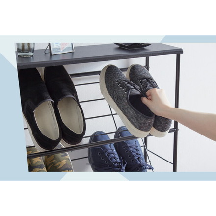 棚付き シューズラック 6足収納 幅60cm おしゃれな大理石柄 玄関収納 シューズラック 下駄箱 スリム 靴箱 ブラック