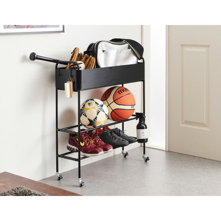 キャスター付き お片付けラック 3段 玄関収納ラック シューズラック おもちゃ収納 靴収納 プランタースタンド ブラック