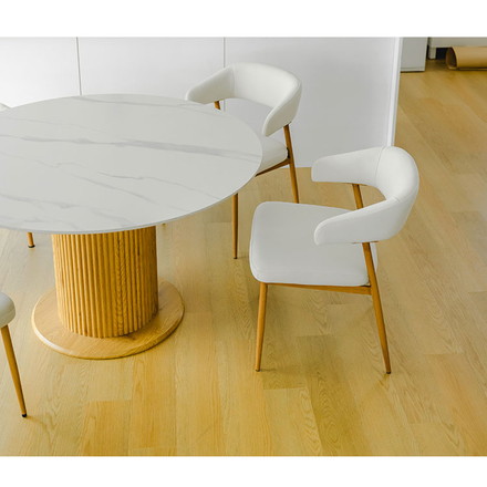 お掃除ロボット対応 ダイニングチェア 2脚セット 肘付き ハーフアーム 椅子 イス チェア ロボット掃除機 対応 白