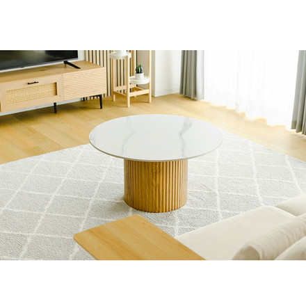 センターテーブル 円形 80cm セラミック天板 北欧 白 ホワイト ナチュラル