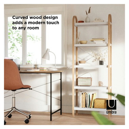 シェルフ オープンシェルフ オープンラック 5段ラック ホワイト ナチュラル アンブラ ベルウッド 天然木