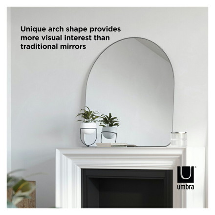 アンブラ 鏡 ベッドルーム フーバ アーチド ミラー 86x91cm チタニウム インテリア 雑貨 玄関 寝室