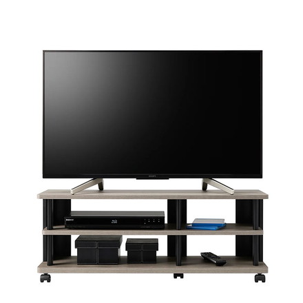 テレビ台 幅98cm グレージュカラーの お洒落なテレビボード ローボード キャスター付き オープン棚 風通し