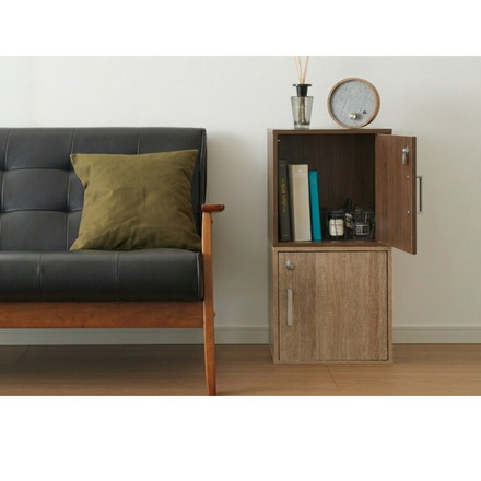 キューブボックス 鍵付 扉付き 4個セット 収納 木製 組み合わせ自由 ナチュラル 鍵 鍵付き ブラウン