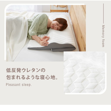 低反発枕 体圧分散 幅75cm ワイド 75×60cm ウェーブ構造 大きめ形状 ニット生地 メッシュ生地 高さ調節 ホワイト