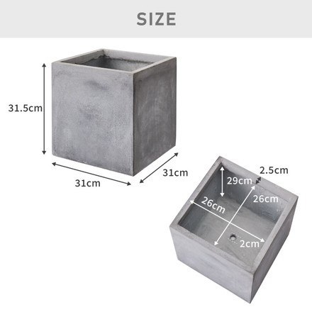プランター 大型 32×32cm スクエア コンクリート おしゃれ モダン ガーデニング ホワイト
