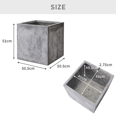 プランター 大型 50×50cm スクエア コンクリート おしゃれ モダン ガーデニング グレー