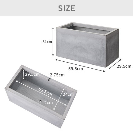 プランター 大型 60×30cm 長方形 コンクリート おしゃれ モダン ガーデニング ダークグレー