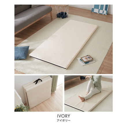 ストレッチマット 厚手 折りたたみ コンパクト 三つ折り 幅広 グレイッシュローズ