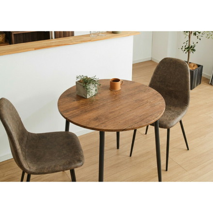 ダイニングテーブル 円形 幅80cm 北欧 カフェテーブル 直径80cm 2人用 二人用 80cm 丸 ラウンド 円卓 丸テーブル 木目調 カフェ風 ダイニング 省スペース コンパクト おしゃれ ブラウン
