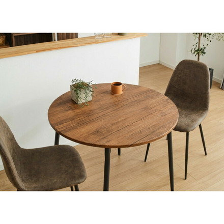 ダイニングテーブル 円形 幅90cm 北欧 カフェテーブル 直径90cm 2人用 二人用 80cm 丸 ラウンド 円卓 丸テーブル 木目調 カフェ風 ダイニング 省スペース コンパクト おしゃれ ブラウン