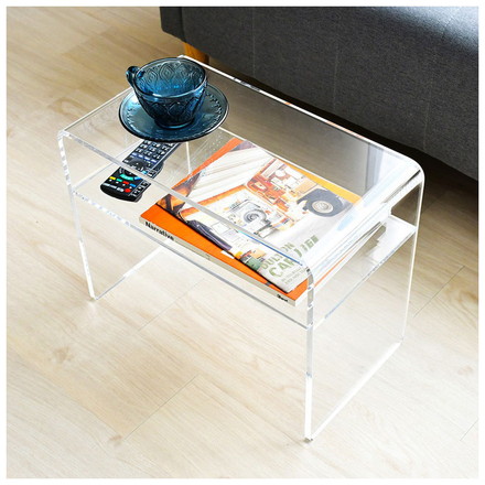 日本製 2way アクリルテーブル コの字型 完成品 10mm厚アクリル使用 透明 クリア