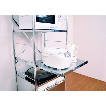 【日本製】 1585 ステンレス大型レンジラック-ハイ 3分別ペール キッチン収納 ラック レンジラック