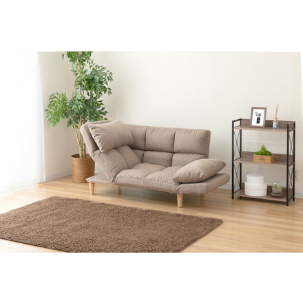 カウチソファ 最大幅177cm ベージュ ファブリックタイプ 2人掛けソファ リクライニングソファ ソファベッド