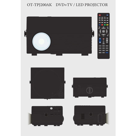 プロジェクター OVERTIME TVチューナー DVD付 LED OT-TPJ200AK マルチプレーヤー