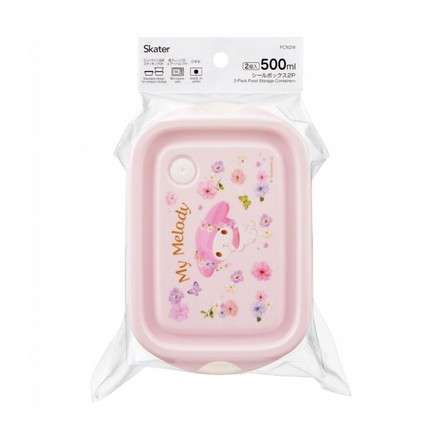 サンリオ sanrio マイメロディ パステル水彩花柄 保存容器 弁当箱 ランチボックス ランチ フードコンテナ シールボックス 2個セット 500ml プラスチック FCN2W キャラクター スケーター skater
