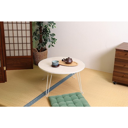 ローテーブル 丸60 W600×D600×H315mm プリント紙化粧パーティクルボード 塩化ビニル樹脂 スチール