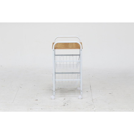 キッチンワゴン ホワイト×ナチュラル 幅45×奥行35.5×高さ69.5cm 合成樹脂化粧パーティクルボード