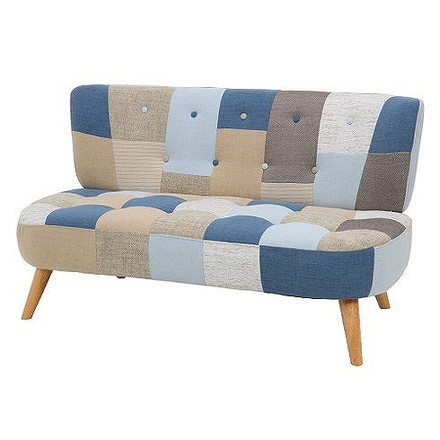 ソファ2p パッチワーク W1230×D670×H680mm 360mm ポリエステル95% 綿5% おしゃれ