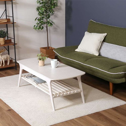 引出し付きセンターテーブル WH ローテーブル 引き出し 棚付き センターテーブル リビング