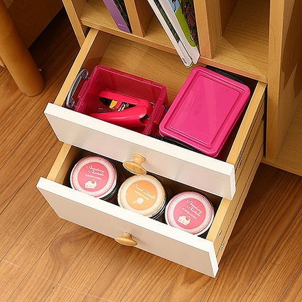 ストレージラック(ハンガー付) ホワイト×ナチュラル W580×D340×H920mm