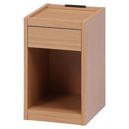 ベッドサイドテーブル (コンセント付き) W300×D360×H500mm ナチュラル