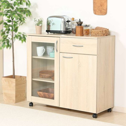 キッチン収納キャビネット 90×40 キッチンボード キャスター付き キッチンカウンター キャビネット