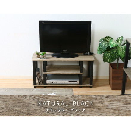 組立簡単 テレビ台 テレビラック 幅80 奥行30 テレビボード ローボード 収納 おしゃれ 棚 木製 木目 リビング ナチュラル×ホワイト