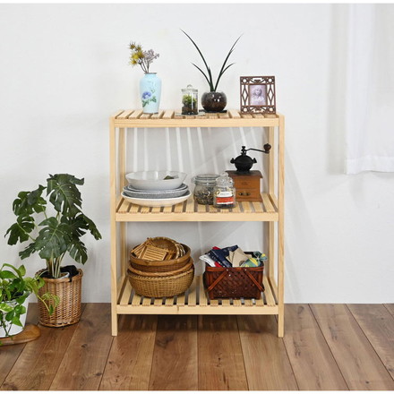 ウッドラック3段 オープンラック 収納 リビング収納 リビングシェルフ 収納ラック 3段 シェルフ ラック