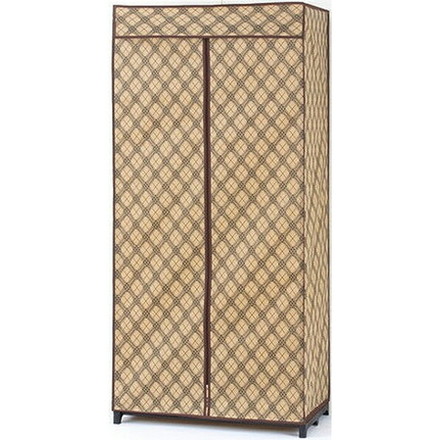 ハンガーラック カバー付きクローゼットハンガー クロス柄 幅90cm ラック カバー付き 衣類収納 ラック