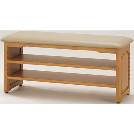 玄関ベンチ 腰掛け 椅子 スツール 木製 棚 2段 下駄箱 シューズラック 幅90cm ガタつき防止 アジャスター