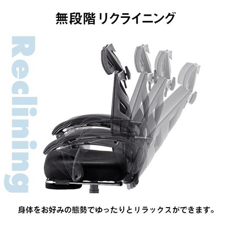 リクライニングチェア ワークチェア メッシュ ウレタンフォーム 360゜回転 在宅ワーク 在宅勤務 首 背中