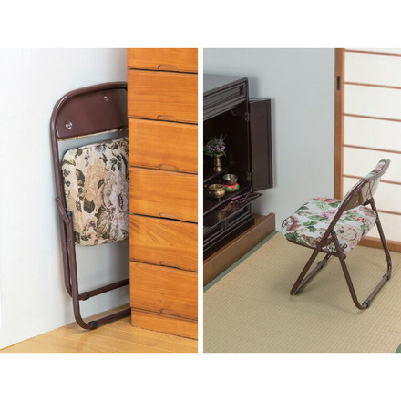 2脚組 高座椅子 完成品 折り畳み 軽くて折りたためる高座椅子 ゴブラン柄 ハイタイプ