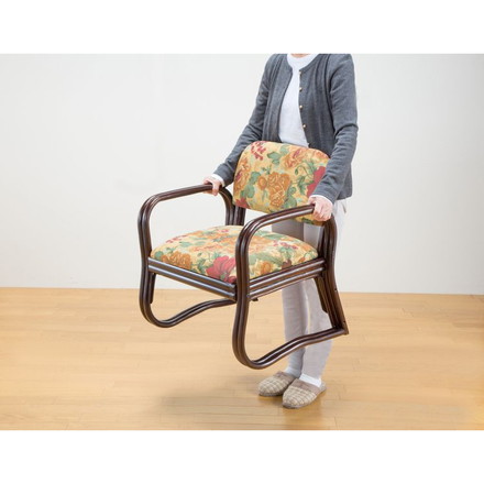 天然籐 思いやり座椅子 ミドルタイプ ラタン ラタンチェア クッション 立ち座りラクラク お年寄り プレゼント