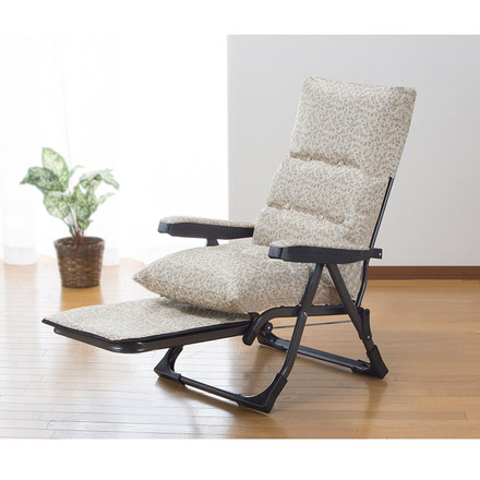 日本製 NEWくつろぎのリクライニングアームチェアDXII 専用サイドテーブル付き マーガレット柄 グラヴィーナ