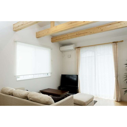 ロールスクリーン カバー付き 防炎 無地 幅80cm×高さ220cm