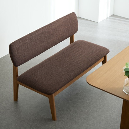 【選べる2タイプ】座面高39cm ゆったりダイニングベンチ 幅110 専用背もたれ ベンチ ロータイプ 天然木 ファブリック あり ファブリックブラウン